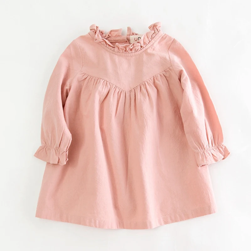 Для маленьких девочек платье с длинными рукавами детское весеннее хлопковое льняное платье винтажные свободные платья качество дети блузка осенняя одежда