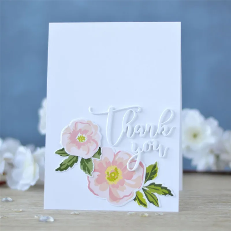 

DiyArts Flowers Thank you Hello Stamps and Dies Sets for Card Making Photo Paper Craft Metal Cutting Die Cut Clear Stamp Seal