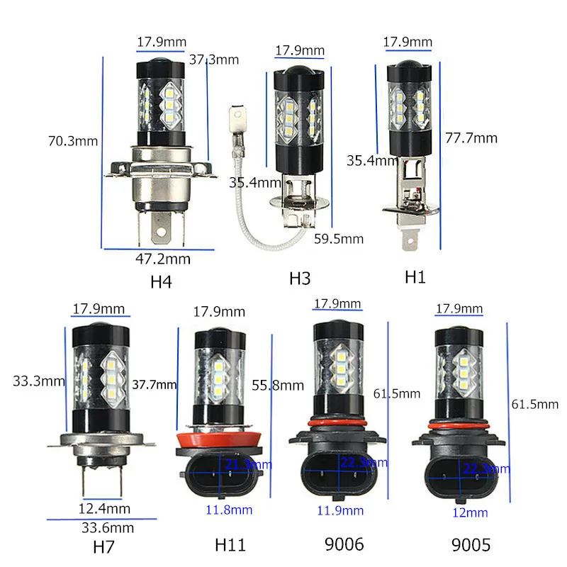 DC12V 8 W Противотуманные фары Дневные Фары светодиодные фары дальнего света 3030 светодиодный H1 H3 H4 H7 H11 9005 9006 480LM