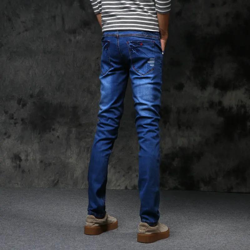 UMMEWALO облегающие джинсы для мужчин дизайнерские мягкие Стрейчевые джинсы мужские эластичные повседневные джинсы мужские качественные