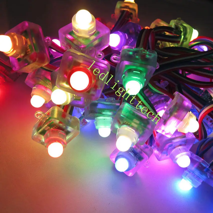 50 шт. WS2801 WS2811 12 мм квадратный рассеянный цифровой RGB светодиодный пиксельный шнур