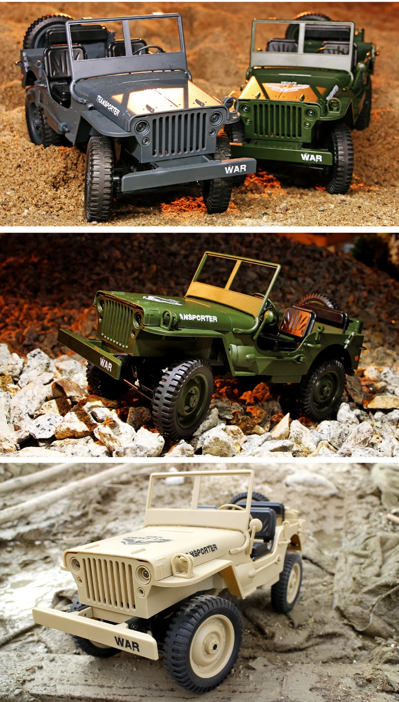 JJRC Q65 1/10 военный RC Jeep 2,4G Полный масштаб пропорции 4WD 15 км/ч военный RC автомобиль внедорожный багги автомобиль со Световые индикаторы RTR