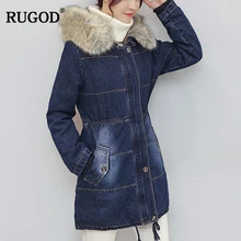 RUGOD Новая женская зимняя одежда длинный стильный модный шарф воротник на молнии Тонкий с капюшоном однотонная верхняя одежда для женщин Casaco Feminino