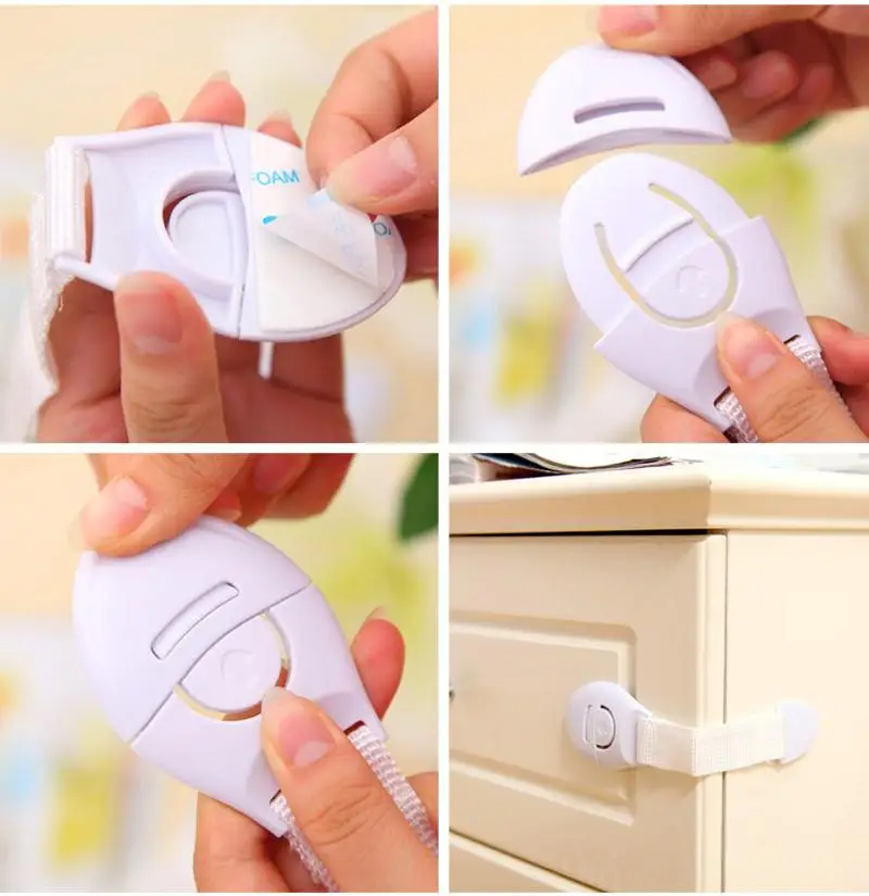 10 قطعة/الوحدة مجلس الوزراء خزانة درج باب الثلاجة المرحاض سلامة البلاستيك أقفال الأشرطة للطفل الطفل الاطفال سلامة منتجات العناية