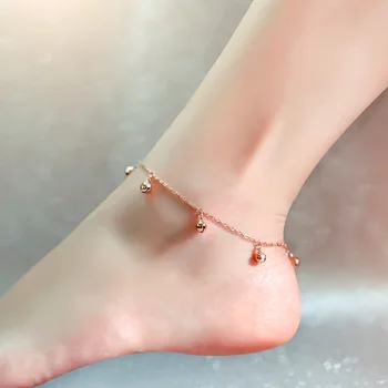 

18KGP Rose Gold Color Titanium Steel Bells Anklet Fashion Brand Women 316L Stainless Jewelry Not Fade (GA113)