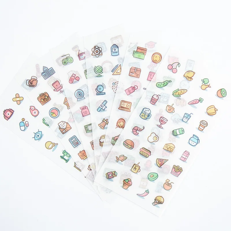 6PCS New Small Label Children Stationery Stickers For DIY Albums