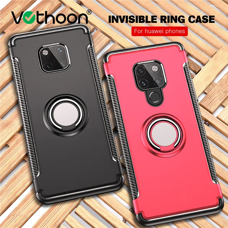 

Vothoon Soft Shockproof Case For Huawei Mate 20 Pro 20X 20 Lite P20 P30 Pro Anti Knock PC+Silicone Car Holder Ring Case Cover