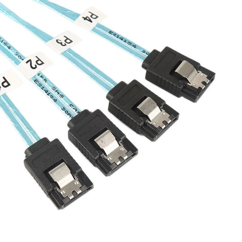 Mini SAS 4i SFF-8643 36 Pin to 4 SATA 7-PIN HD Splitter Breakout Cable Blue V2 для ПК компьютера