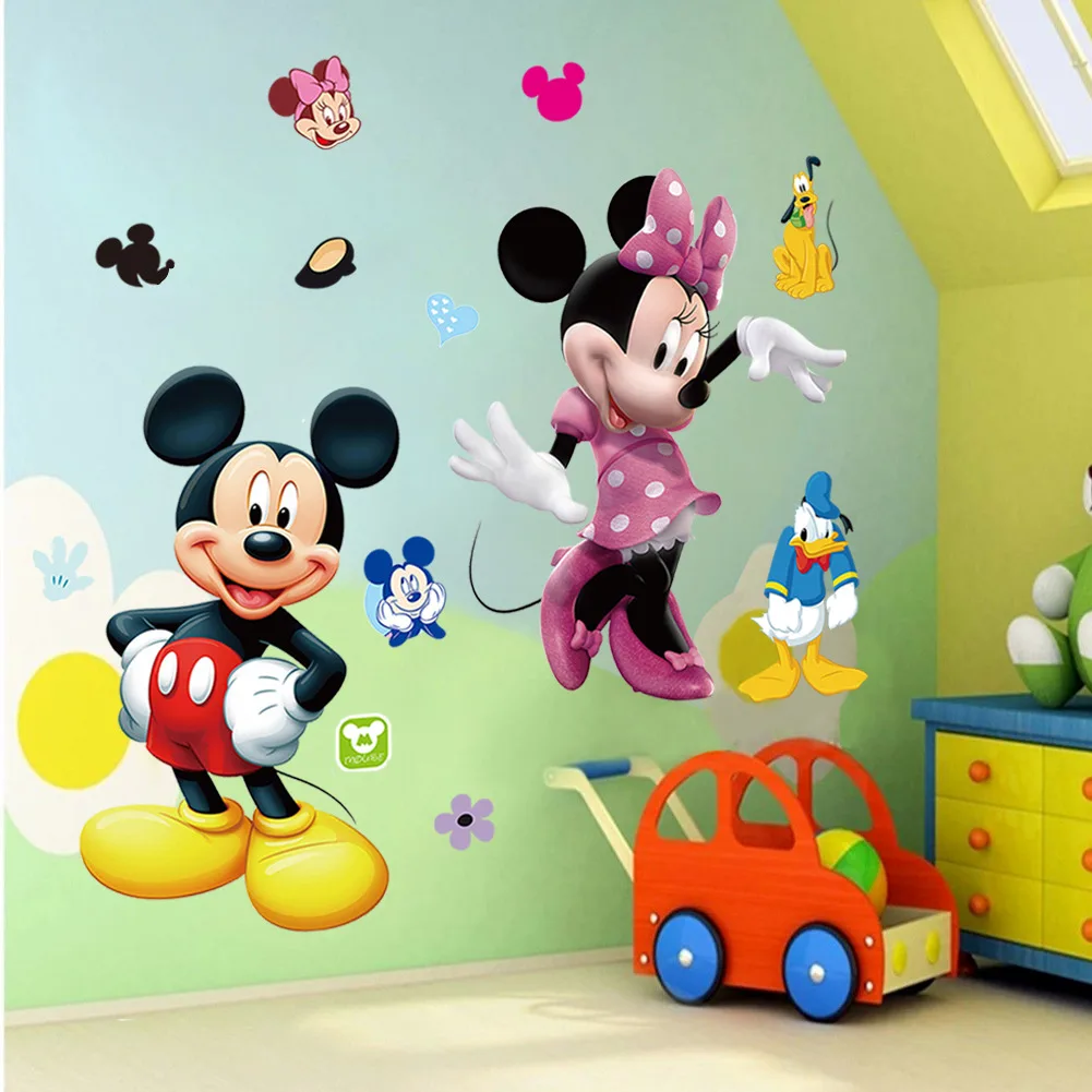 FAROOT Mickey Mouse Minnie Vinyl Mural Wall Sticker Decals Kids Nursery Children Room Decor Cartoon WS