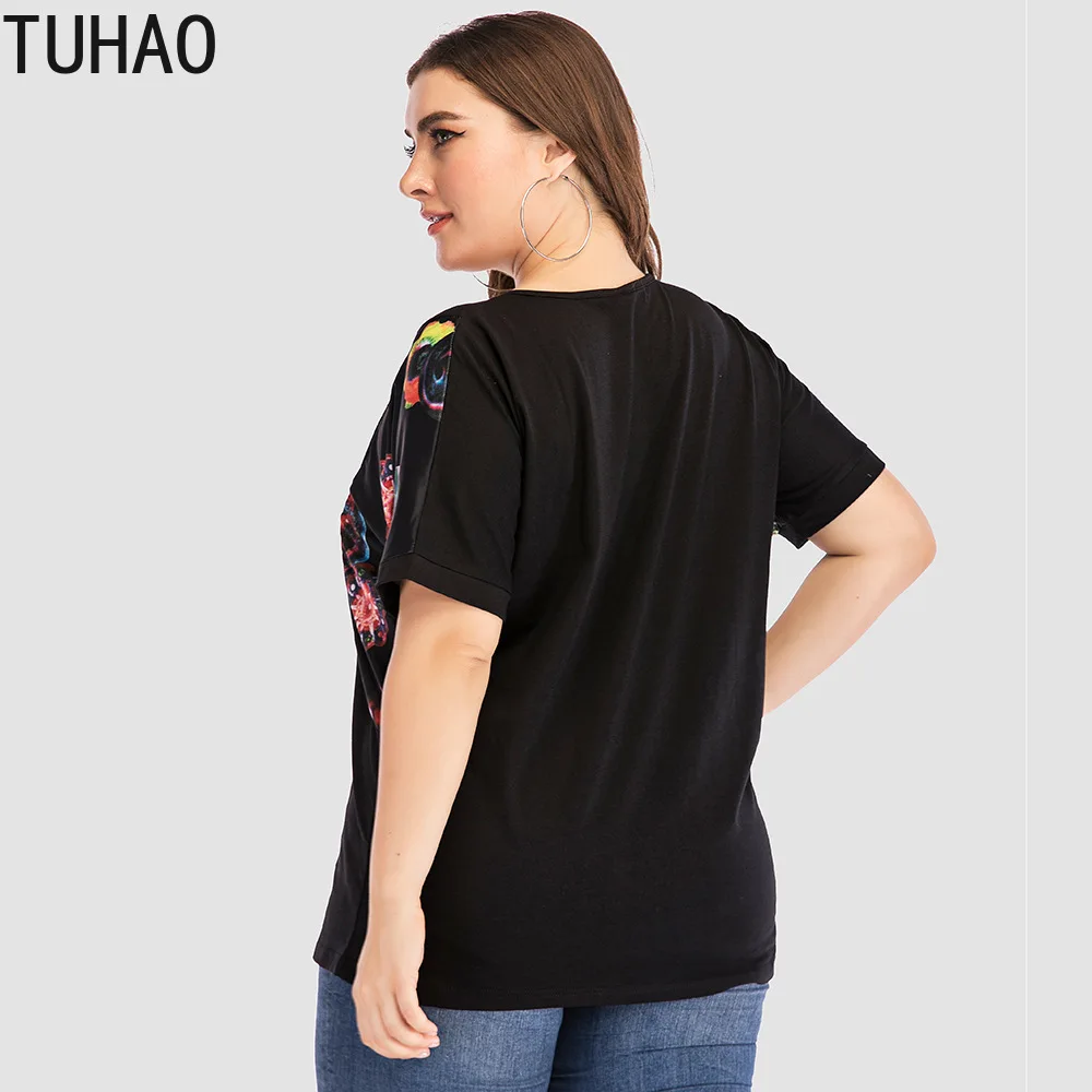 TUHAO, летняя блузка, рубашки для женщин, большой размер 5XL 4XL 3XL, черная уличная одежда для отдыха, короткий рукав, свободные женские блузки LZ16