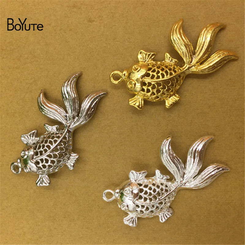 

BoYuTe 10Pcs 33*18MM Hollow Out Fish Pendant Charms DIY Metal Alloy Jewelry Accessories New Arrive