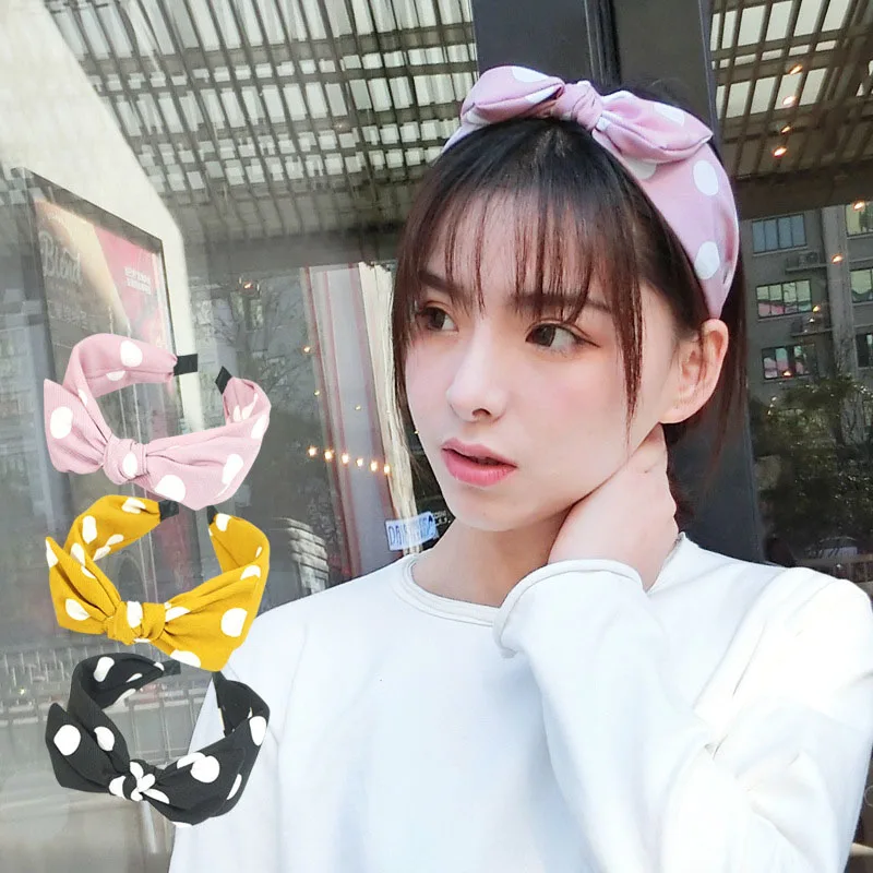 

Creative New Twisted Hair Band For Women Cute Polka Dot Headband Sweet Girl Hairband Cloth Bow Hair Hoop Girls Hair Accessories