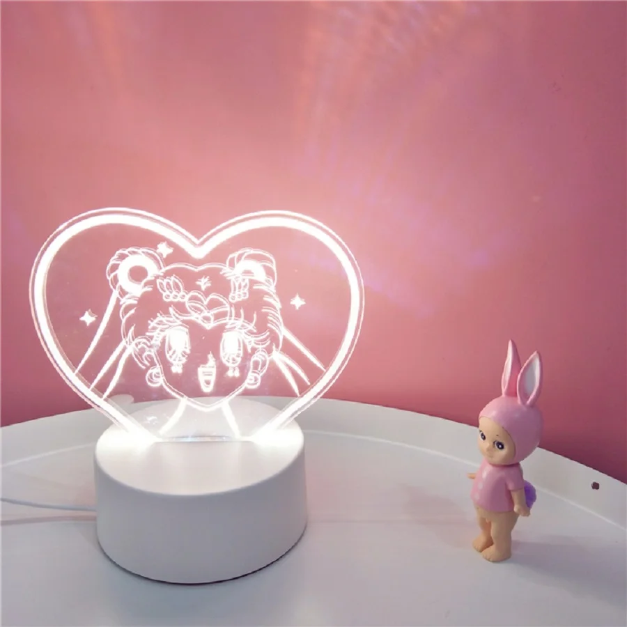 

2019 Lovely Sailor Moon led 3D Light Color Changed Night lights Kids table lamp Gift wands Table Lamp Lampka Gift for Girlfriend