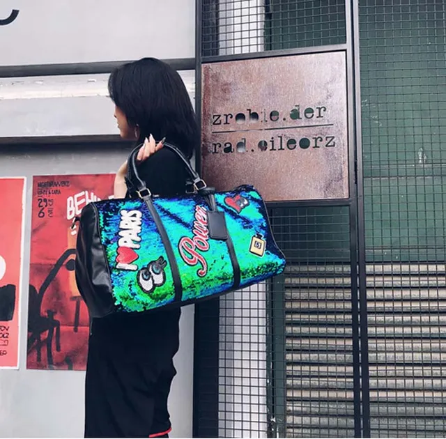 Fashion Sequins Large Capacity Overnight Travel Bag Personalized