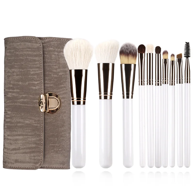 

10Pcs High Quality Face Eye Makeup Brush Goat Powder Powder Eye Shadow Eyeliner Brush Professional Brush Beauty Tool Bag