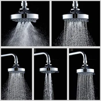 

5 Functions High Pressure ABS Shower Head 4 Inch Wall-Mounted High Flow Fixed Showerhead Bathroom Water Saving Components