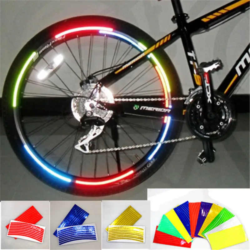 Hot (1 Sheet=8Pcs) x 5 DIY Bicycle Reflective Stickers Bike Wheel Rim