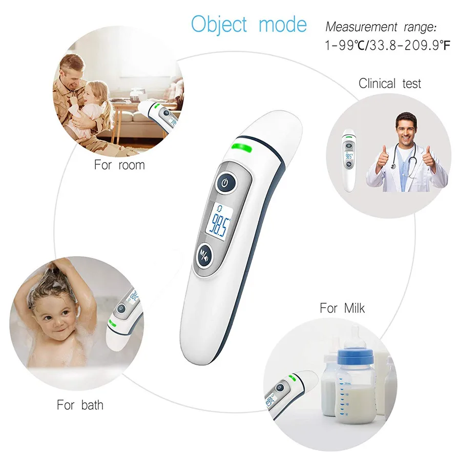 New Baby Thermometer Digital Infrared IR LCD Baby Forehead and Ear Non-Contact Adult Body Fever Measurement 6