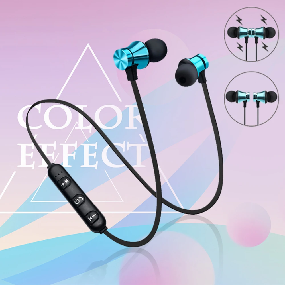 Wireless Bluetooth Earphones Metal Magnetic Stereo sports Bass Cordless Headset Earbuds With Microphone Earphones for all phone