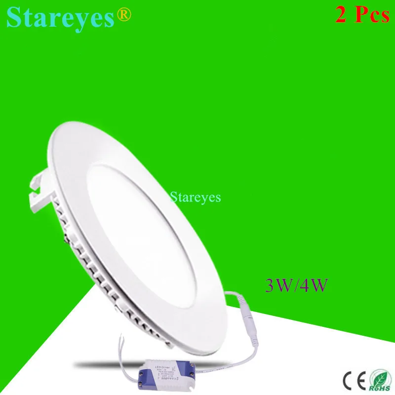 

Free shipping 2 pcs Round LED Panel Light 3W 4W AC 85-265V SMD 2835 lamp bulb led ceiling light warm / cold white