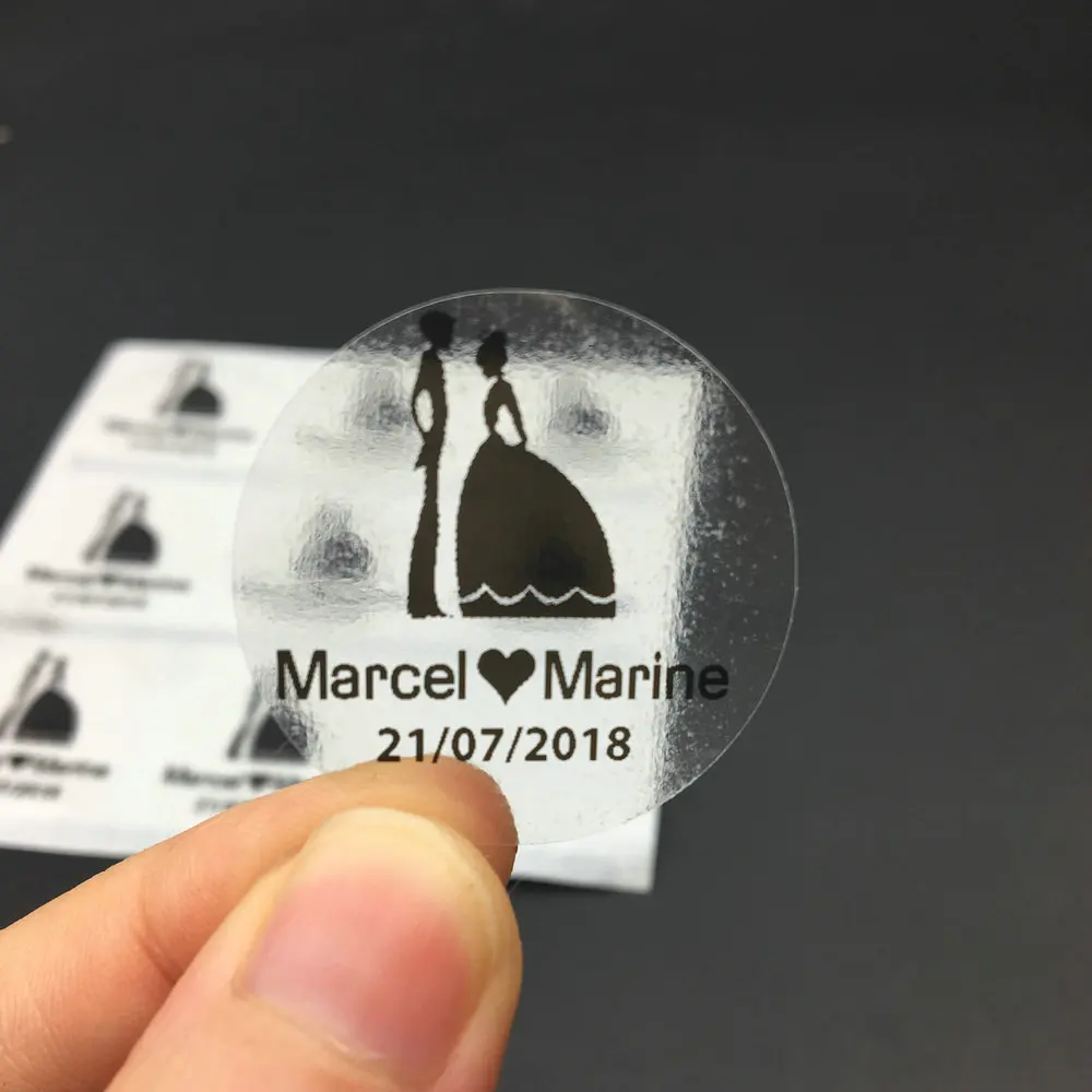 

Free shipping22mm100pcs/lot ,wedding sticker Customize Personalised Name Clear Transparent sticker ,Seals Sticker Logo Sticker