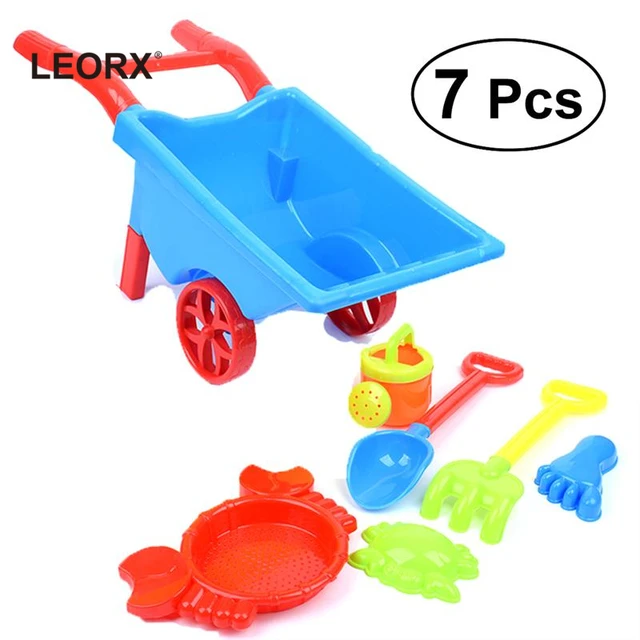 7pcs Children Beach Sand Toys Set Funny Trolley Cart Beach Game Playset