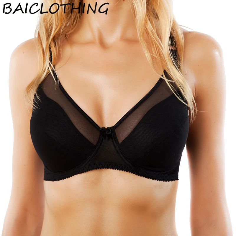 

BAICLOTHING Comfortable Women's Full Coverage Underwire Women's Large Size Ultra Thin Breathable Bra 34 36 38 40 42 44 46 C D E