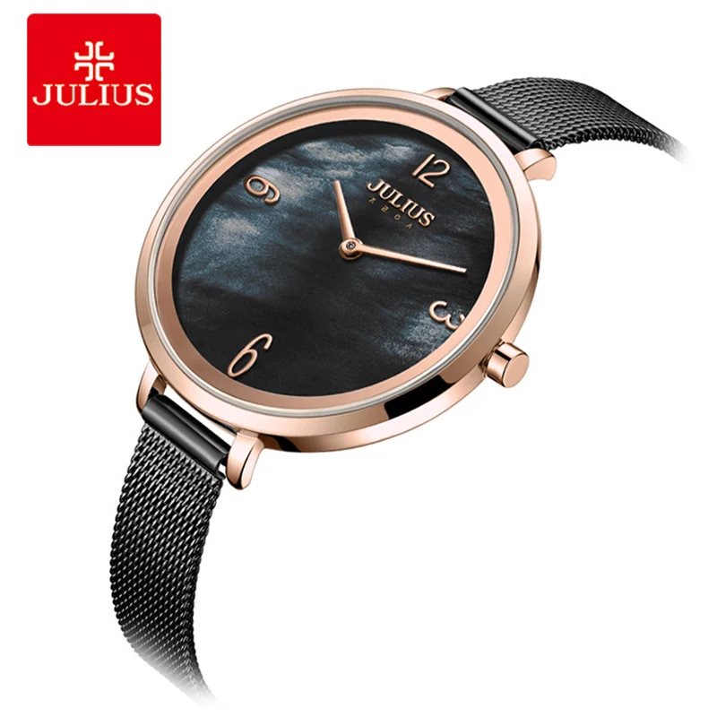 Goede Julius Vintage Vrouwen Horloges Fashion Rvs Mesh Armband Horloge Dames Big Wijzerplaat Quartz Horloge Klok Reloj Mujer