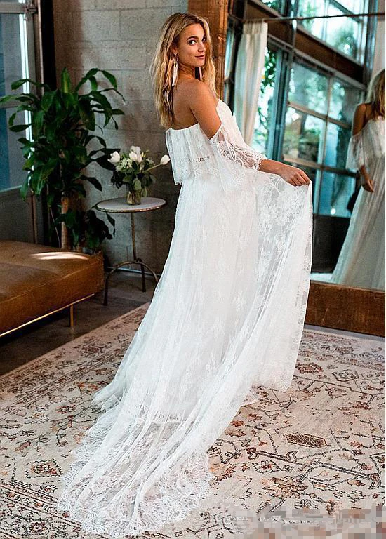 2019 дешевые Vestido de Noiva Robe de mariage Sweety с открытыми плечами развертки поезд пляжные свадебные платья Длинные для женщин