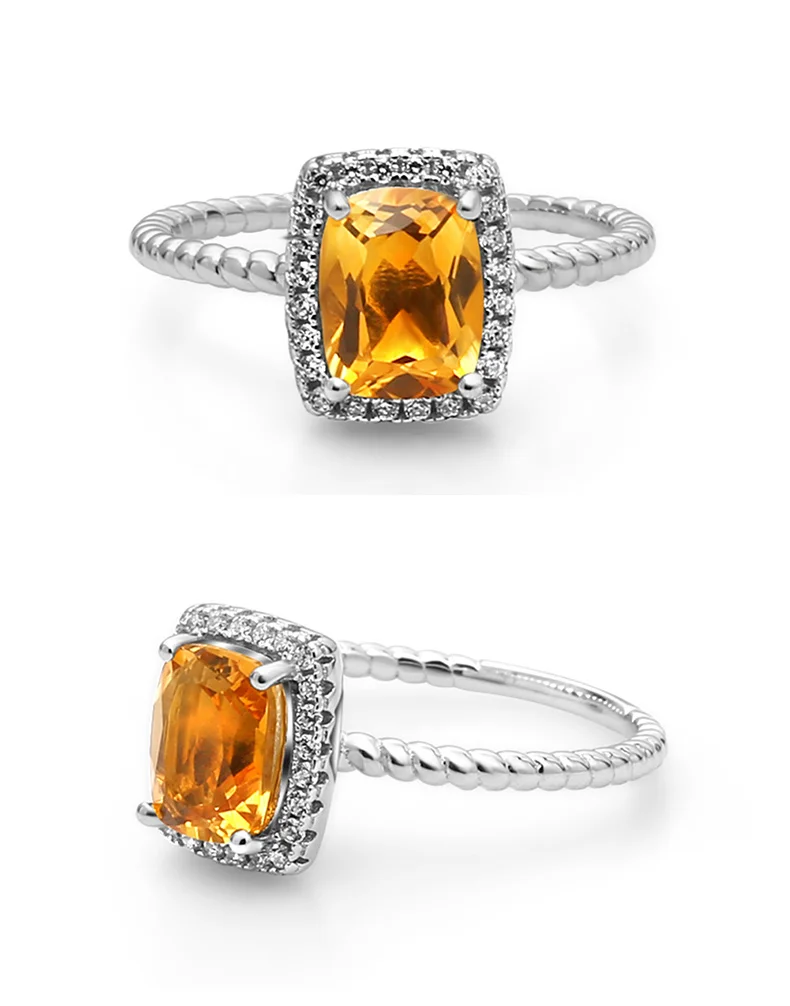 GEM'S BALLET 1.63ct натуральный цитрин драгоценный камень веревка стекируемые кольцо для женщин Свадебные 925 пробы серебряные кольца на палец хорошее ювелирное изделие