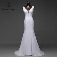 Free shipping very beautiful lace Sexy romantic mermaid wedding dress backless vestidos de noiva robe de mariage ball gowns
