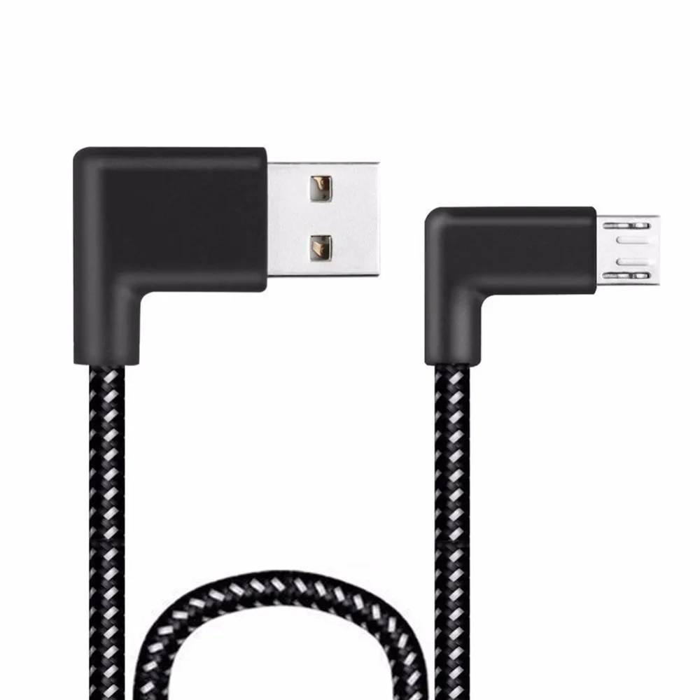 

ZL04 R Connector Micro Usb Charging Cable 90 Degree Right Angle Black Nylon Braid Data Sync Transfer Cord Wire Line