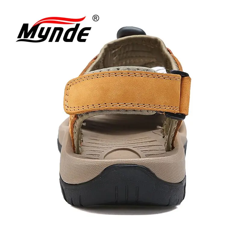 MYNDE New Fashion Summer Beach Breathable Men Sandals Brand Genuine Leather Men's Shoes Man Casual Shoes Plus Size 39-46