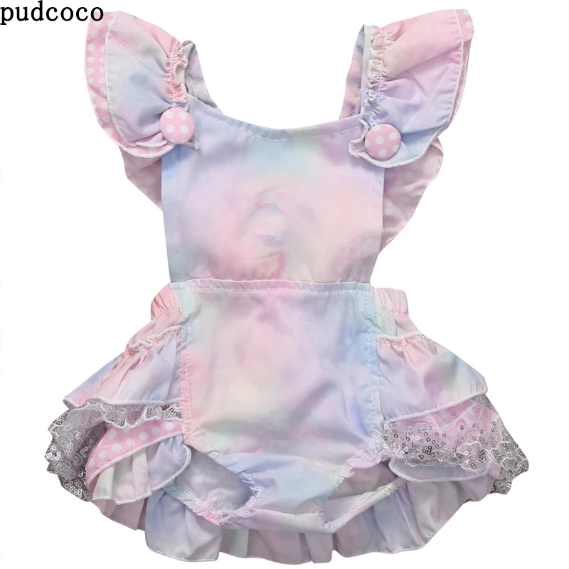 

US STOCK Floral Newborn Infant Baby Girl Bodysuit Pleated Dress Cake Dress Bow Gradient Color Rainbow Jumpsuit Outfits