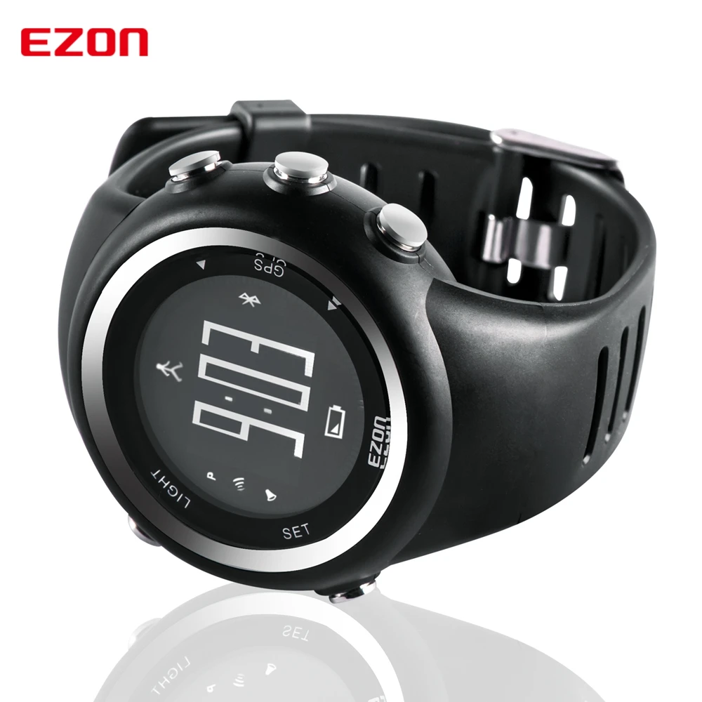 Ezon T031 GPS Бег спортивные часы расстояние Скорость калорий Мониторы GPS синхронизации Для мужчин спортивные часы 50 м Водонепроницаемый цифровые часы