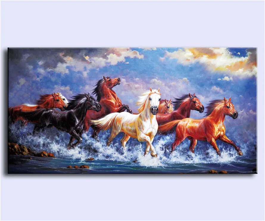 Животных 8 лошадей живопись холст Гостиная Home Decor Современная Фреска Книги по искусству маслом#001