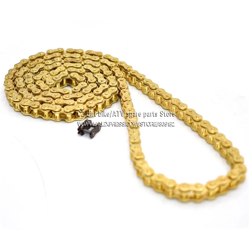 Gold Colour 25H Chain 144 Links with 1pc Spare Master Link For 2 Stroke 47cc 49cc Engine Mini Moto Dirt ATV Pocket Bike Go Kart