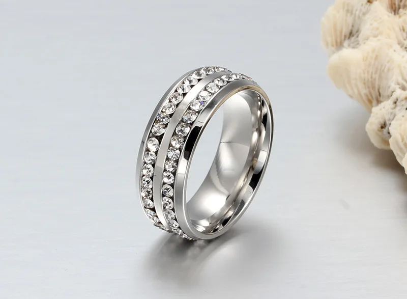 NEWBUY 2017 New Fashion Austrian Crystal Women Rings Stainless Steel Wedding Rings Silver Plated Engagement Jewelry