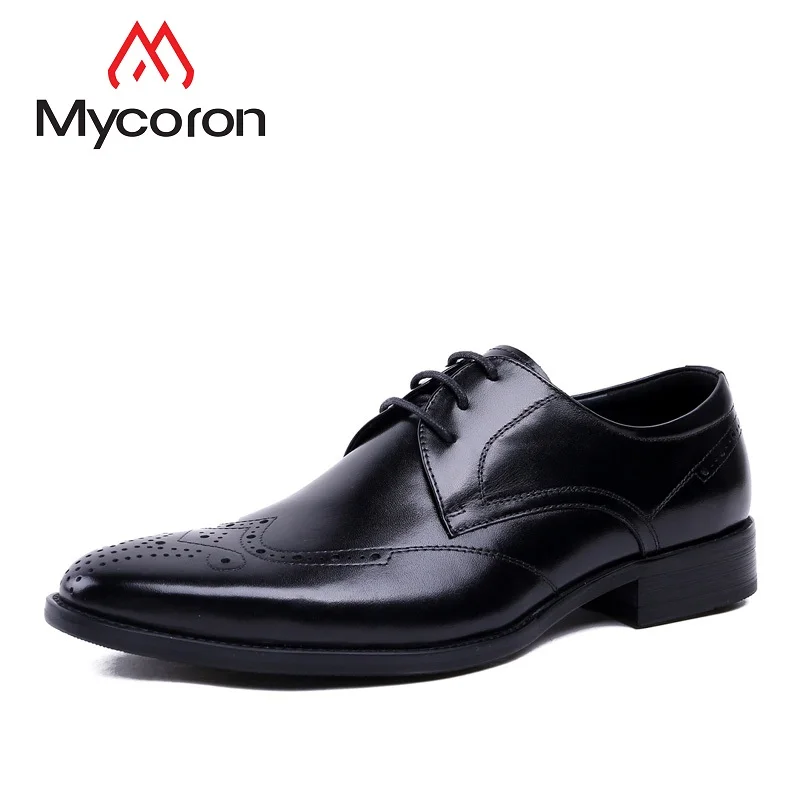 

MYCORON New Arrivals Men Genuine Leather Luxury Fashion Lace-Up Business Men Boots European Wedding Shoes Calzado Hombre