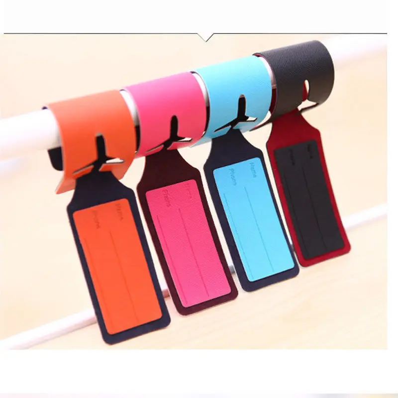 Leather Travel Bag Trip Luggage Suitcase Name Holder Label ID Tags Bag