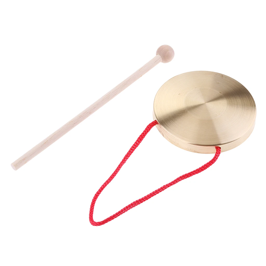 Wind Gong with Red Rope Hand Cymbals Mini for Kids Children Rhythm Training Percussion Musical Instruments