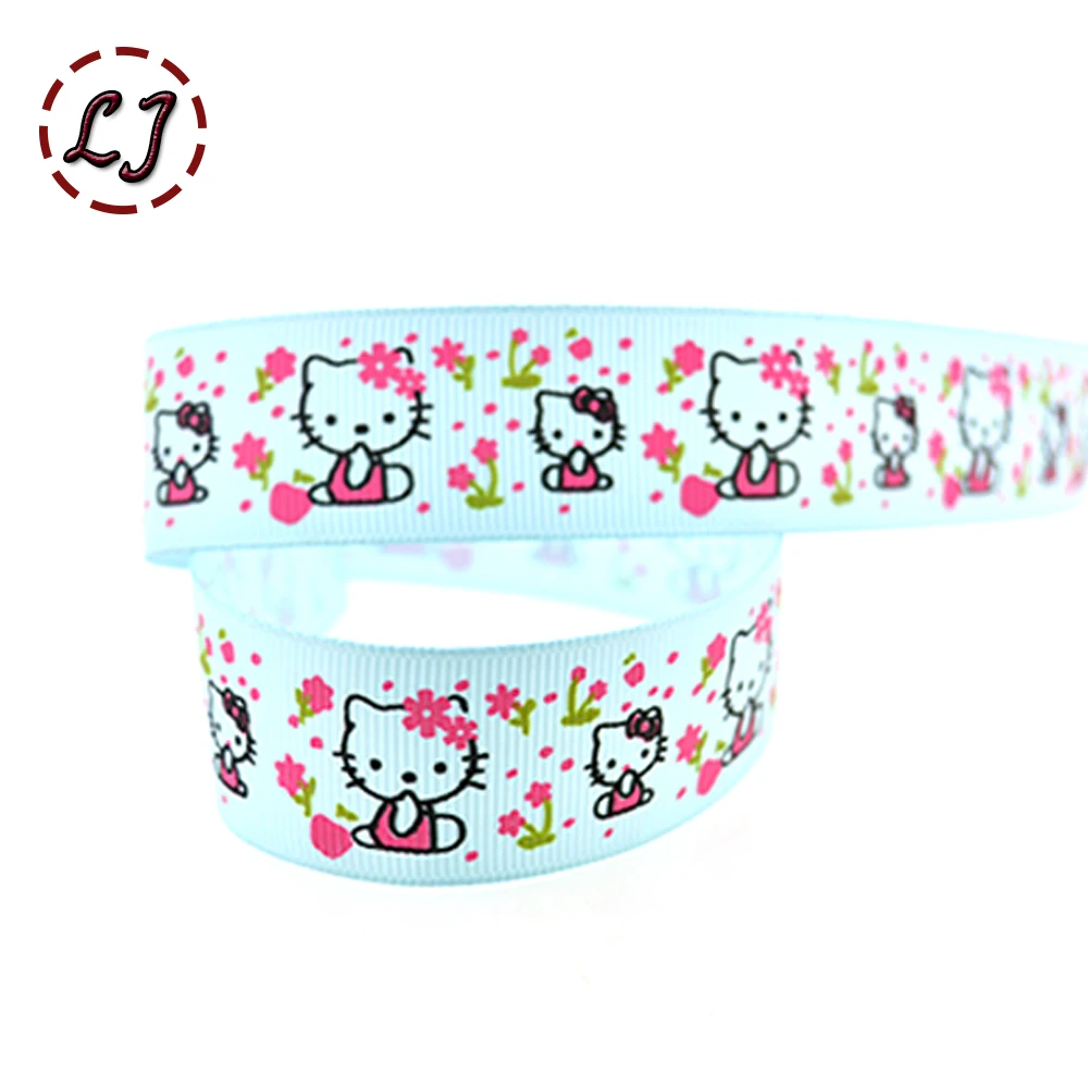 2016 new arrival ' 1'' 25mm carton hello kitty printed satin grosgrain