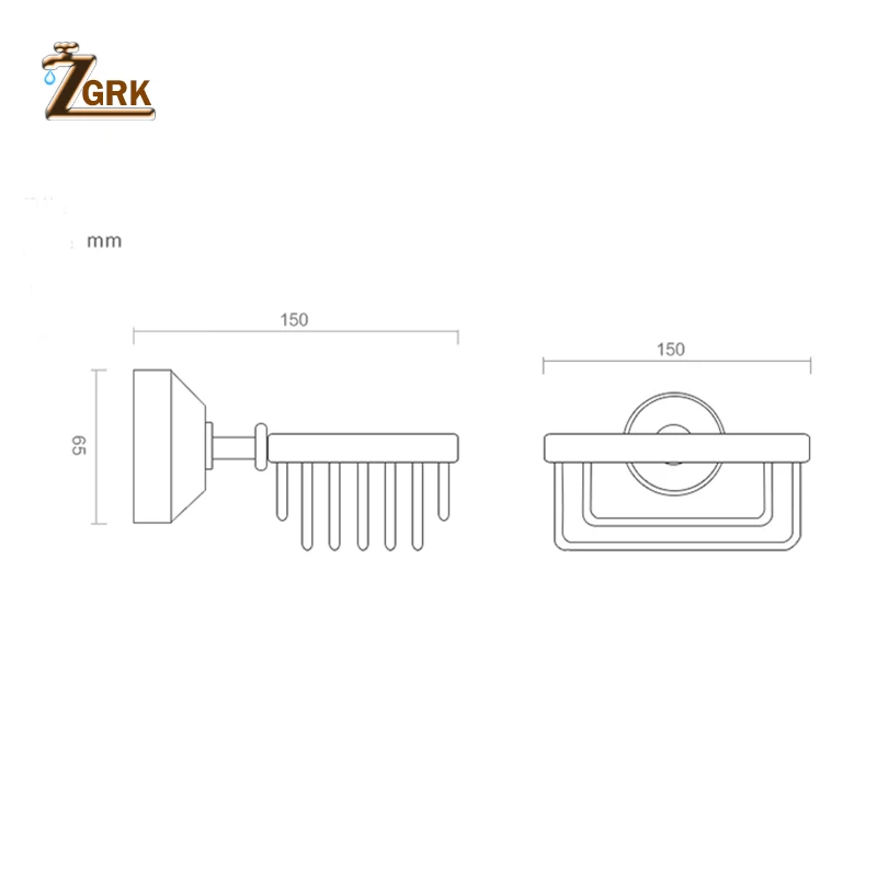ZGRK превосходное пространство, латунная мыльница 150 мм, аксессуары для ванной комнаты, Настенный мыльница, анодированная поверхность, кухонная мыльница