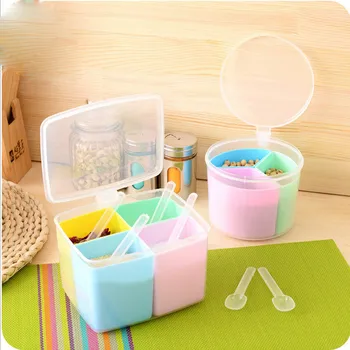 

Kitchen Shelf Storage Rack Spice Jar Simple Colorful Lid Seasoning Box Kitchen Tools Salt Sugar Condiment Cruet Storage Box