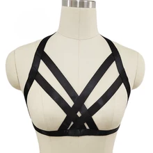 Черный готический корпус Готик Топ Бюстгальтер соблазнительное обтягивающее белье, туфли для танцев на шесте портупея Панк рейв клетка бюстгальтер