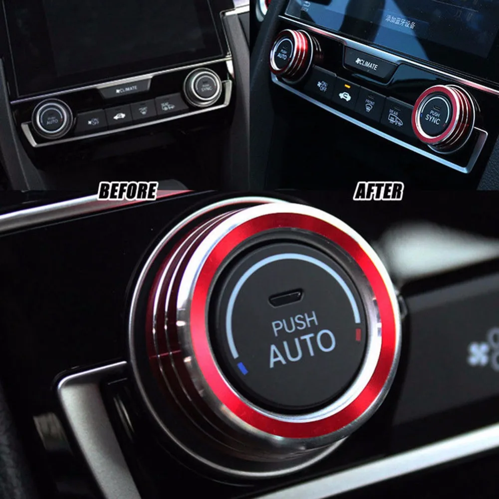 2Pcs/Set Replacement AC Climate Control Ring Knob Trim Cover For Honda