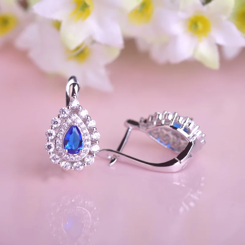 Blucome Классический Англия Крюк Капли Воды Серьги С Зелеными Камнями Для Женщин