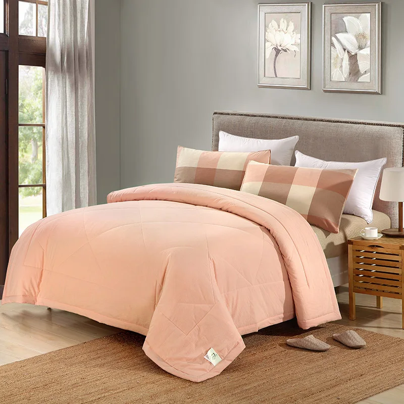 Summer Cotton quilt 100Solid color is light red pattern pastoral style Quilted Set Summer