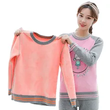 3XL милое хлопковое термобелье для девочек, комплект из плотного бархата, женский теплый костюм, Милая зимняя одежда с героями мультфильмов, женское термо белье