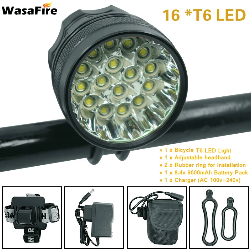 Günstig 40000 lm 16 * T6 LED Fahrrad licht Radfahren Front lampe sicherheit led lauf Scheinwerfer Fahrrad Licht für Outdoor Berg nacht Reiten